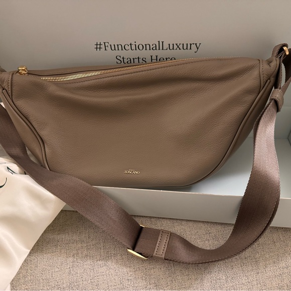 NEW - Toco Toscano Rey Medium Shoulder Bag - Taupe Beige Grey - Picture 3 of 12